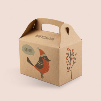 Weihnachtlich bedruckte Giebel Verpackung