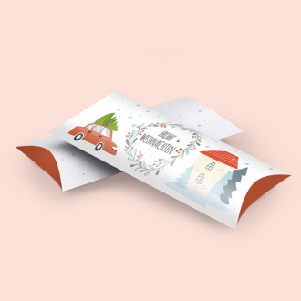 Kissenschachtel mit Weihnachtsmotiv bedruckt