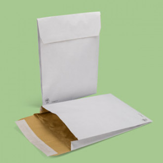 Plastikfreie Polsterfaltentasche mit Haftklebestreifen