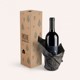 Weihnachtliche Flaschenverpackungen mit Tannenbäumen