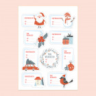 Namensaufkleber mit weihnachtlichen Motiv